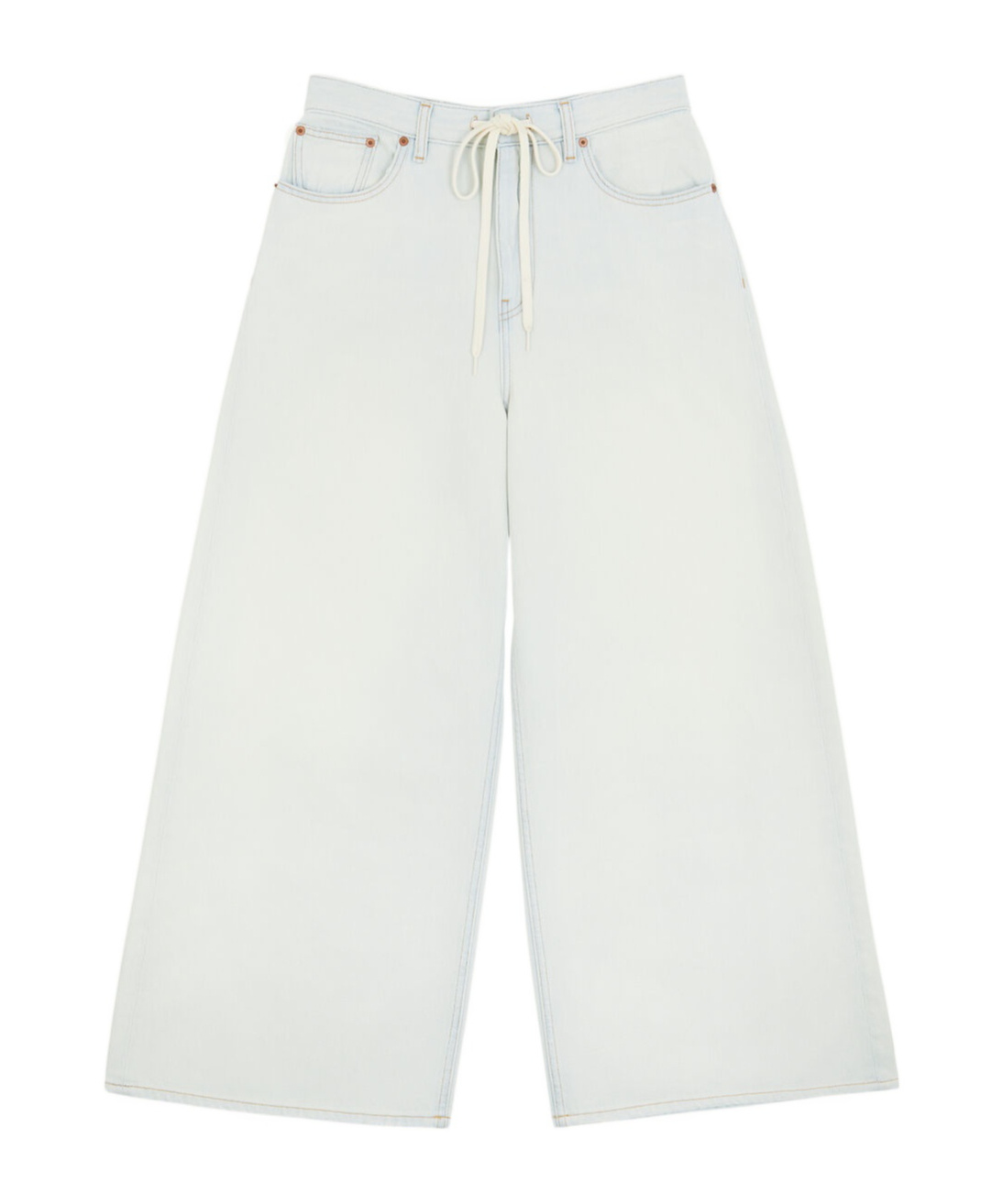 Shop Mm6 Maison Margiela Lightweight Denim Low-waist Trousers In Blue