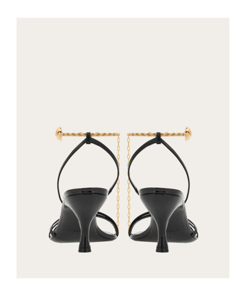Ferragamo Salvatore Cable-link Chain Open-toe Sandals In Black