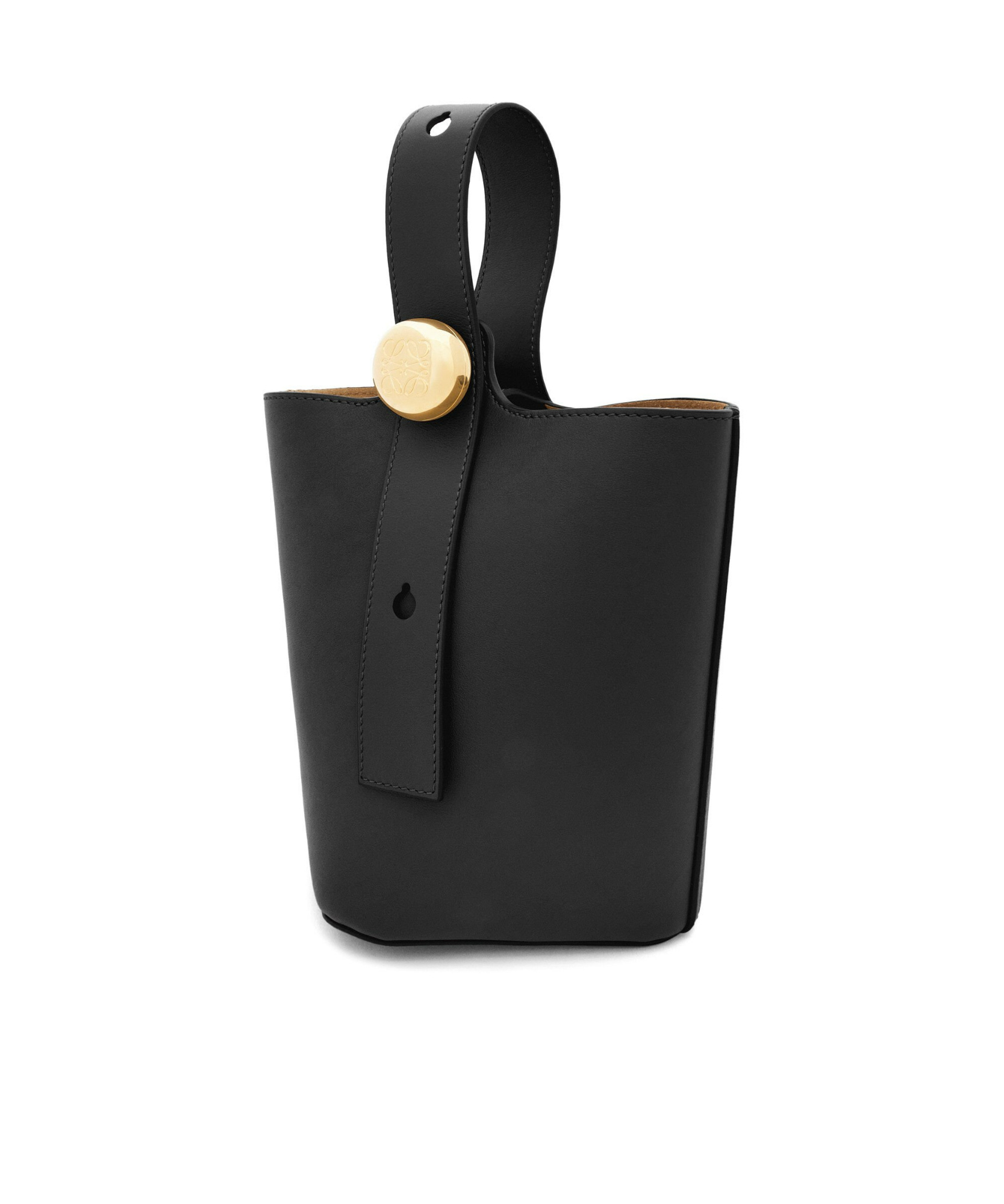 Loewe Burgundy Colour Calfskin Pebble Bucket Medium Bag In Black