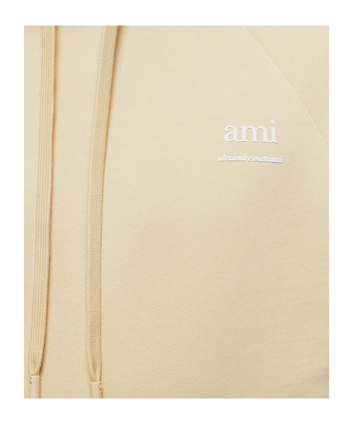 Ami Alexandre Mattiussi Ami Paris Logo-printed Drawstring Hoodie In Nude