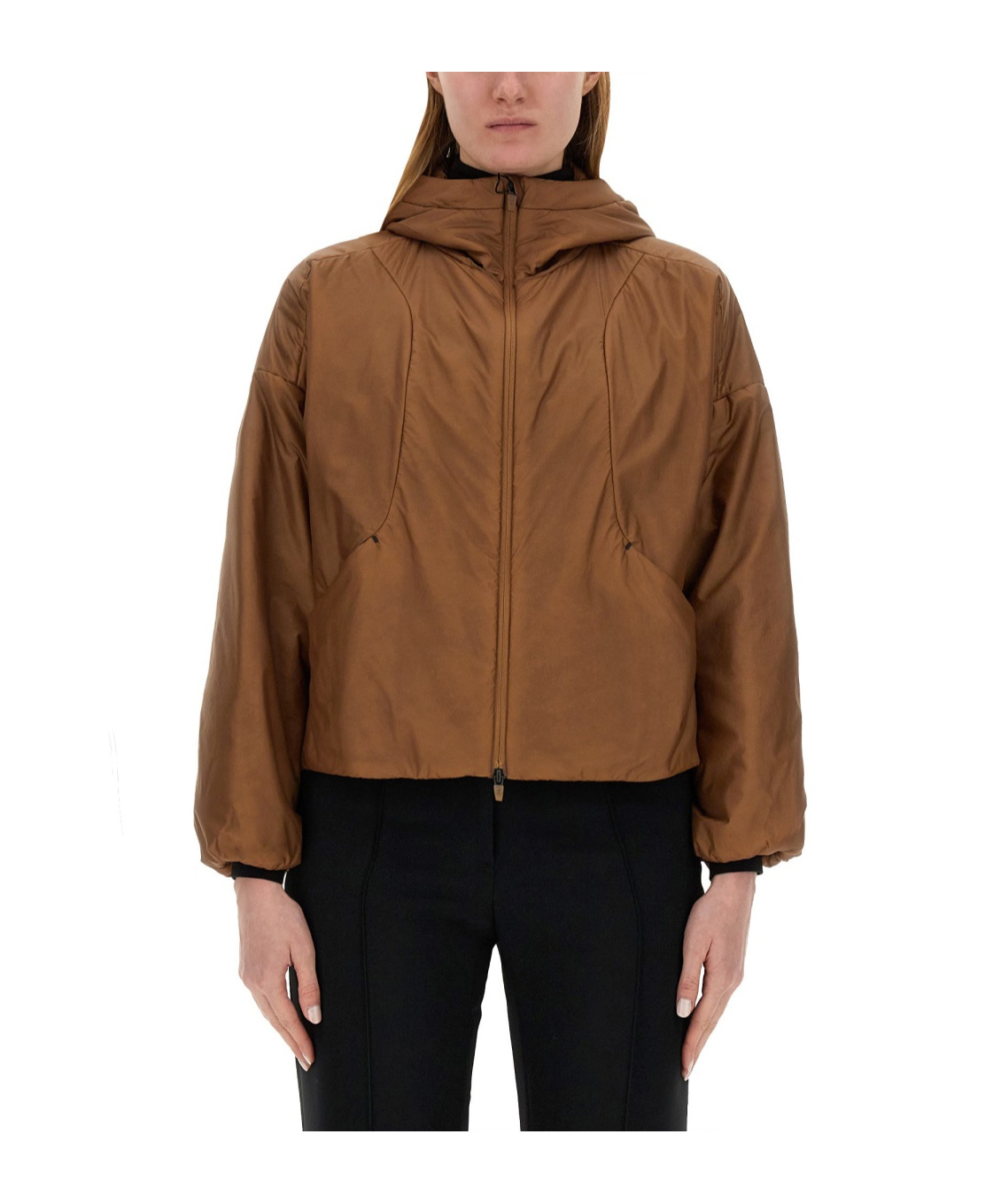 Herno Cropped Brown Nylon Jacket In Brown