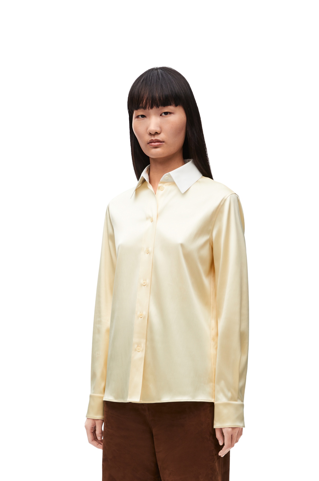 Loewe Long-sleeved Satin Shirt In Nude
