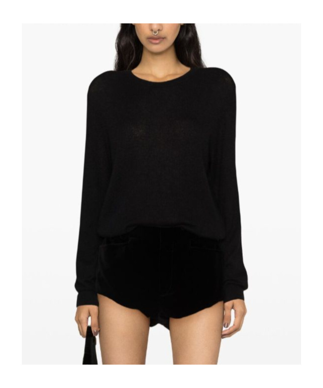 Saint Laurent Crew-neck Cashmere-blend Jumper In Black