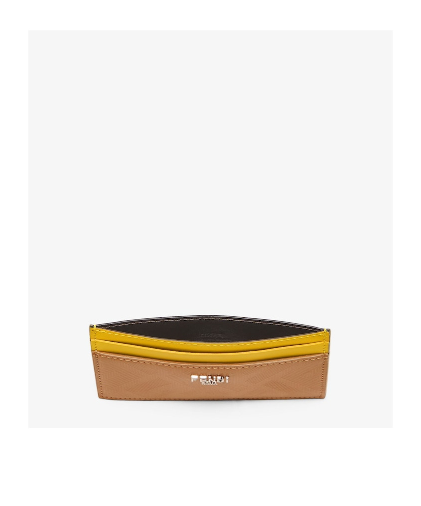 Fendi Shadow Leather Card Holder In Brown