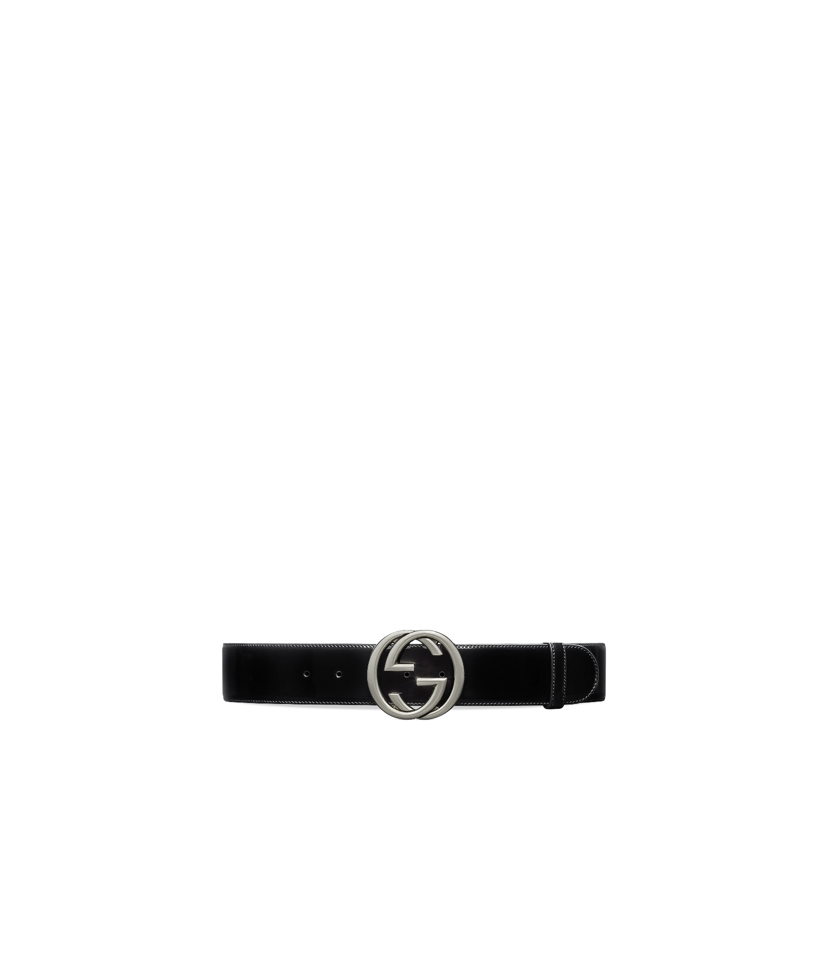 Gucci Interlocking G Leather Belt In Black