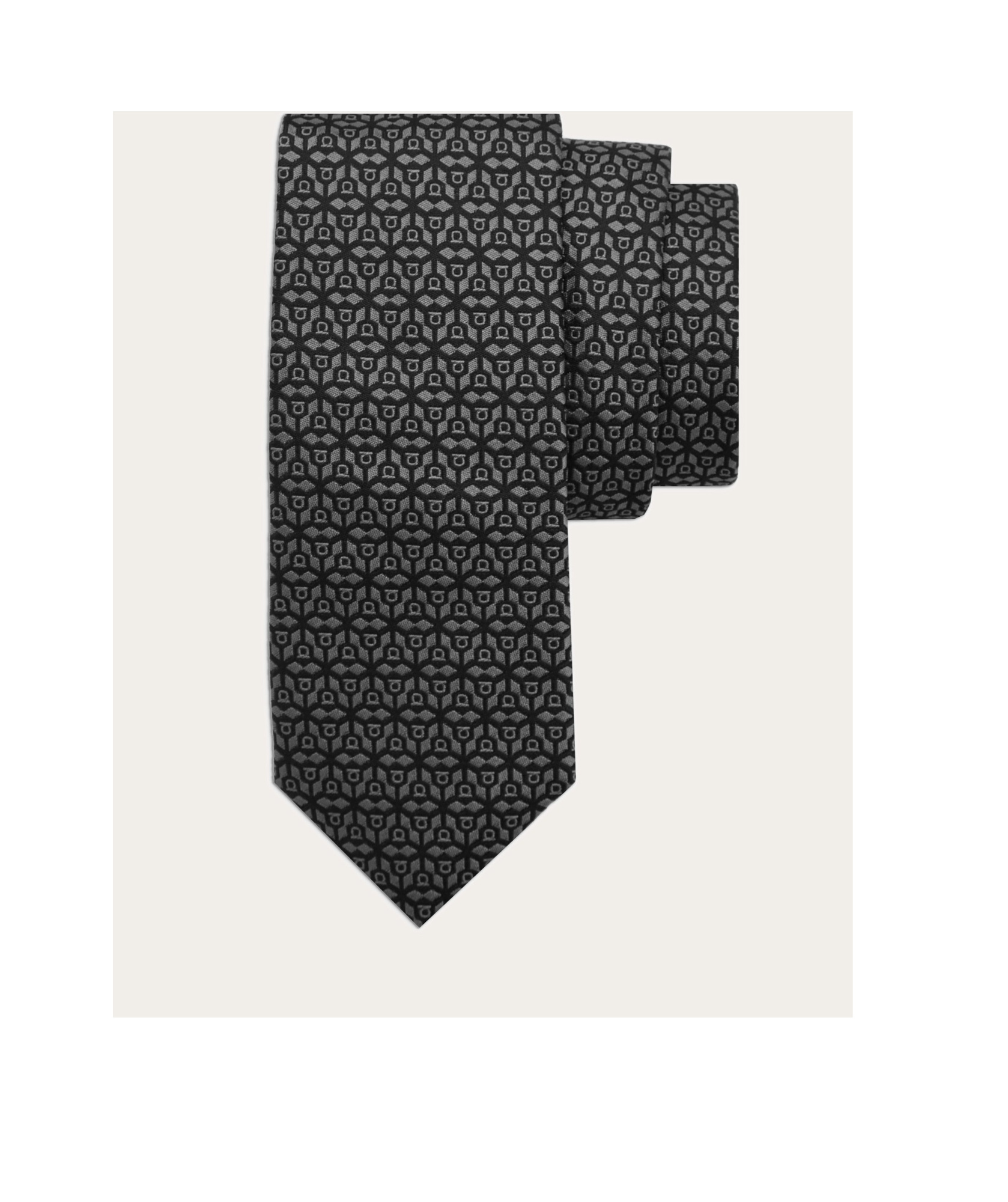 Ferragamo Salvatore Monogrammed Tie In Black