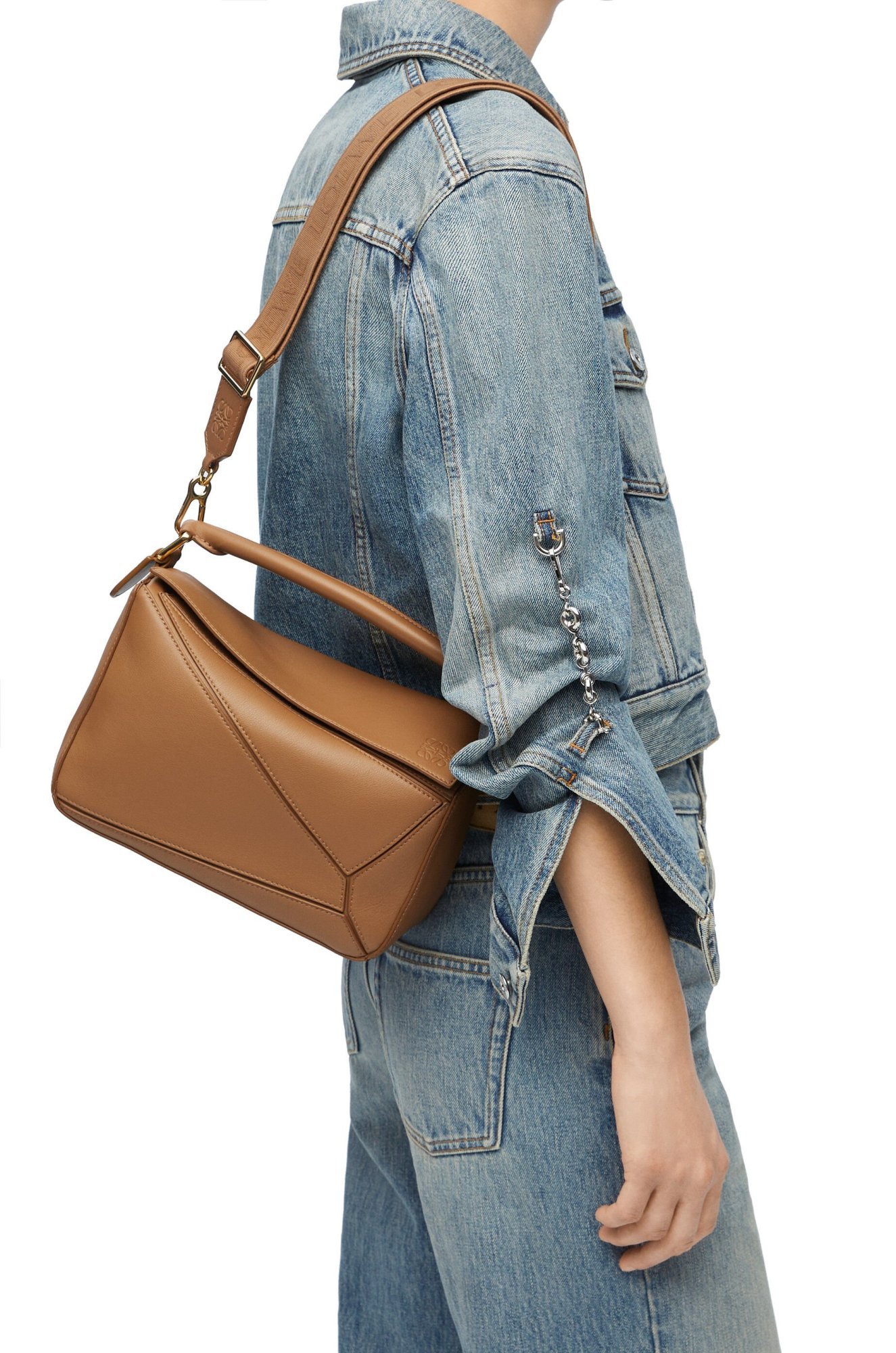 Loewe Small Puzzle Bag In Satin Calfskin In Brown