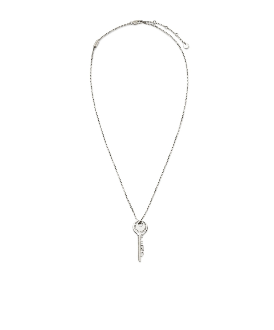 Fendi Key-shaped Pendant Thin Necklace In White
