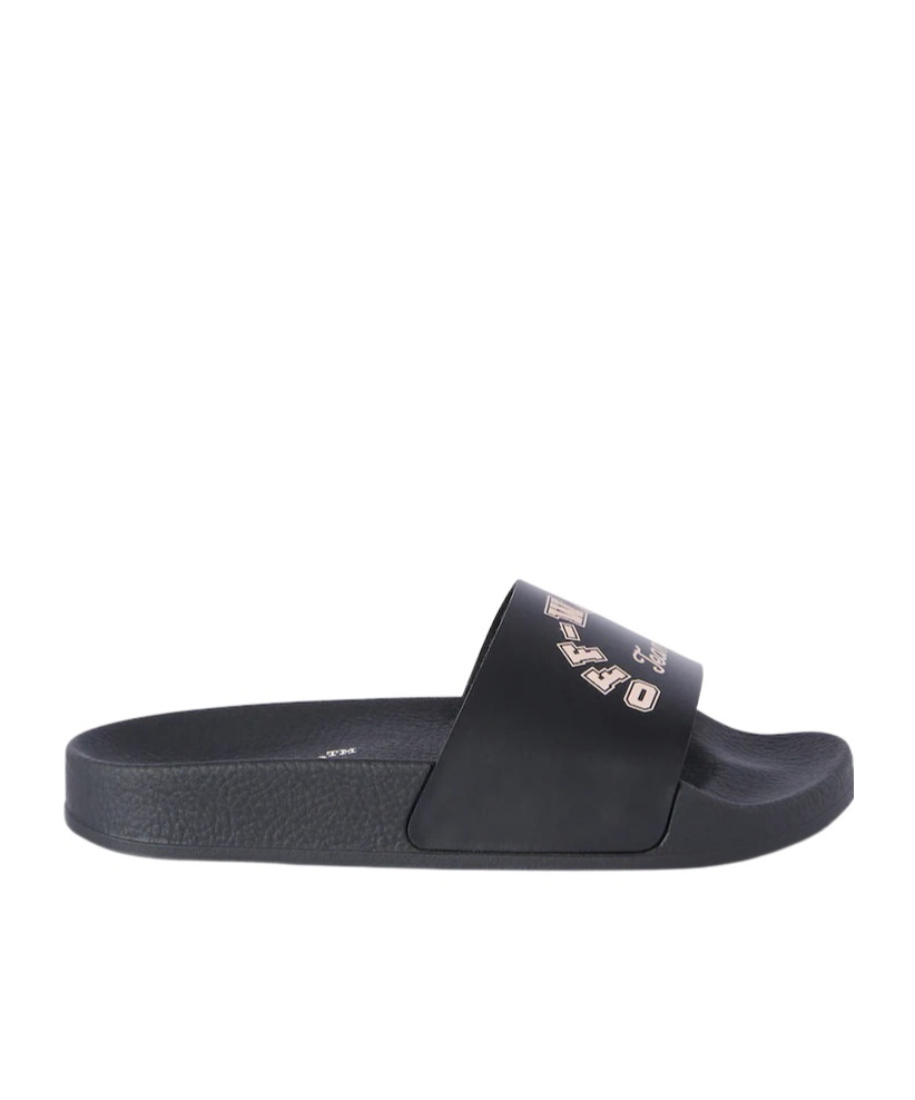 Off-white Logo-print Pool Slides In Black