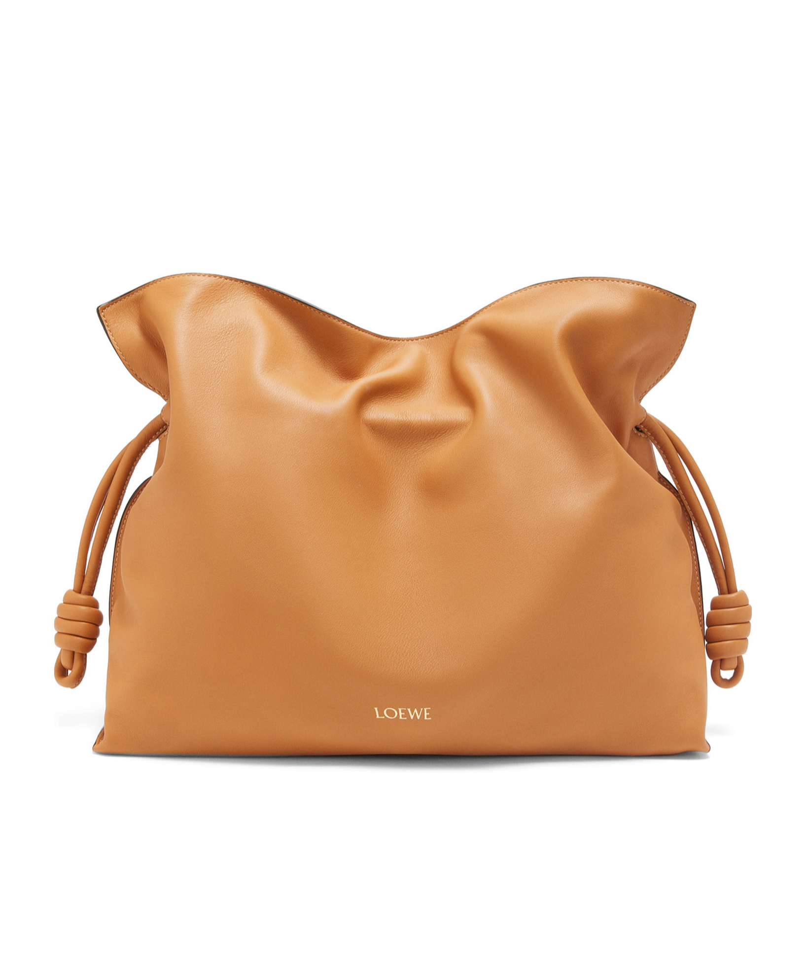 Loewe Large Flamenco Knot Leather Clutch In Brown