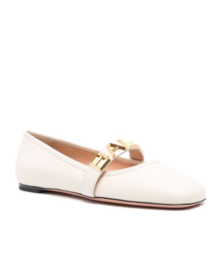 Bally White Balby Ballets Round Toe In White