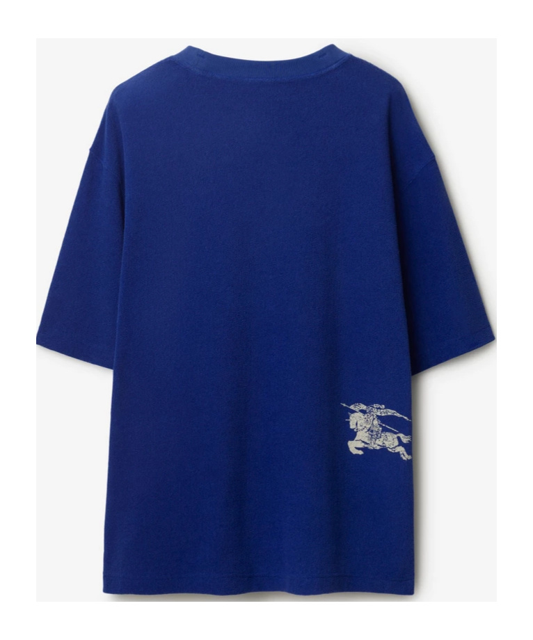 Burberry T-shirt In Spugna Di Cotone In Blue