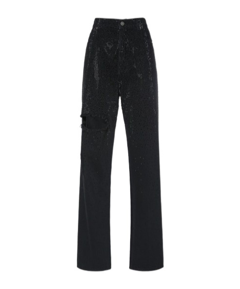 Golden Goose Crystal Denim Trousers In Black