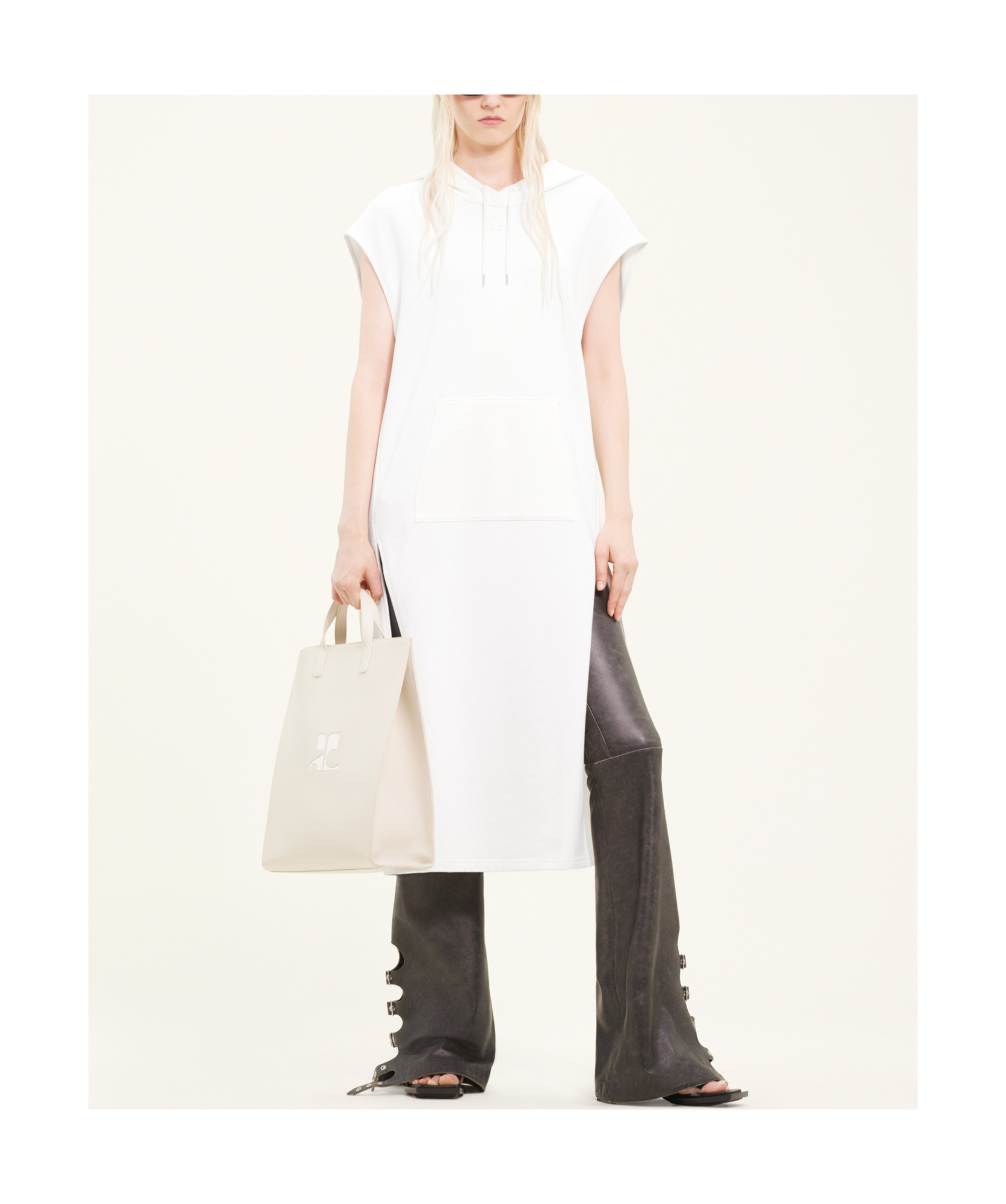 Courrèges Cocoon Sleeveless Jersey Tunic In White