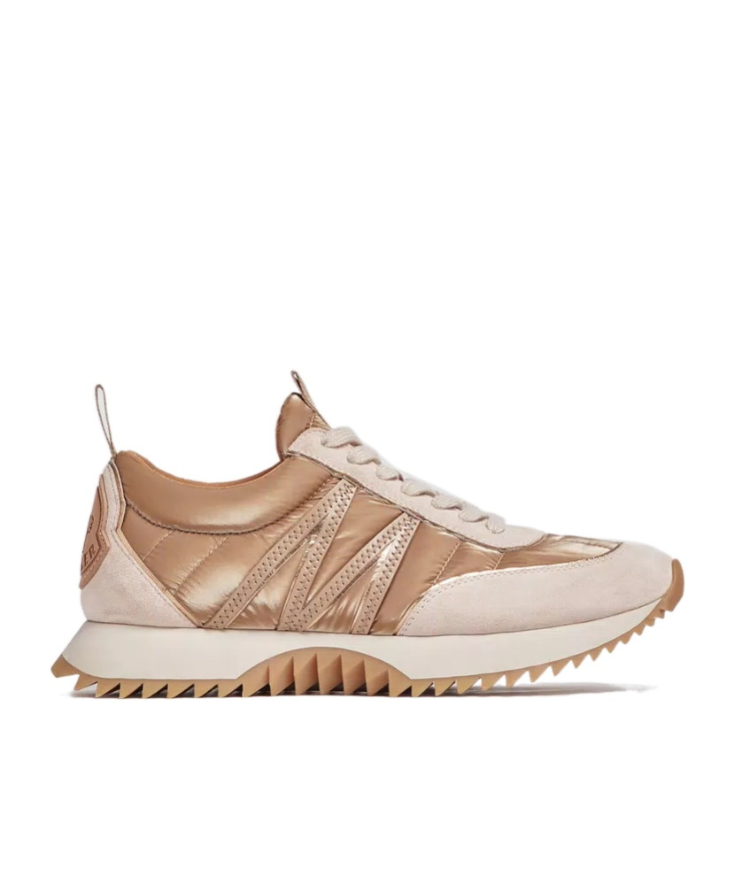 Moncler Pacey Metallic Runner Sneakers In Nude