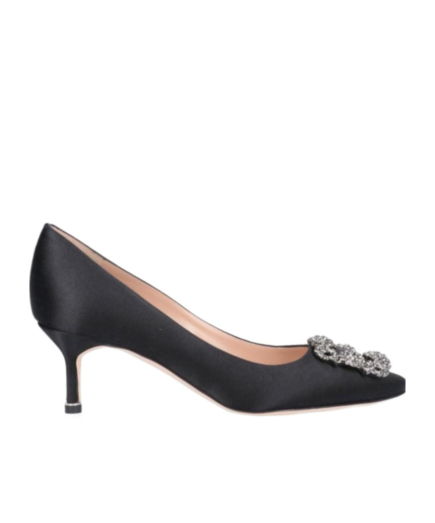 Manolo Blahnik Hangisi 50mm Bejewelled Detail Pumps In Black