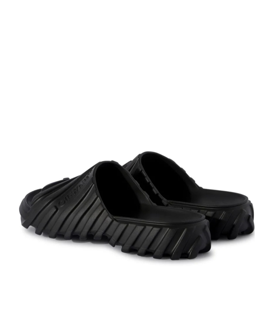 Off-white Embossed Exploration Sliders In Black