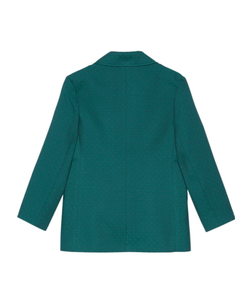 Gucci Mini Square G-check Wool Jacket In Green