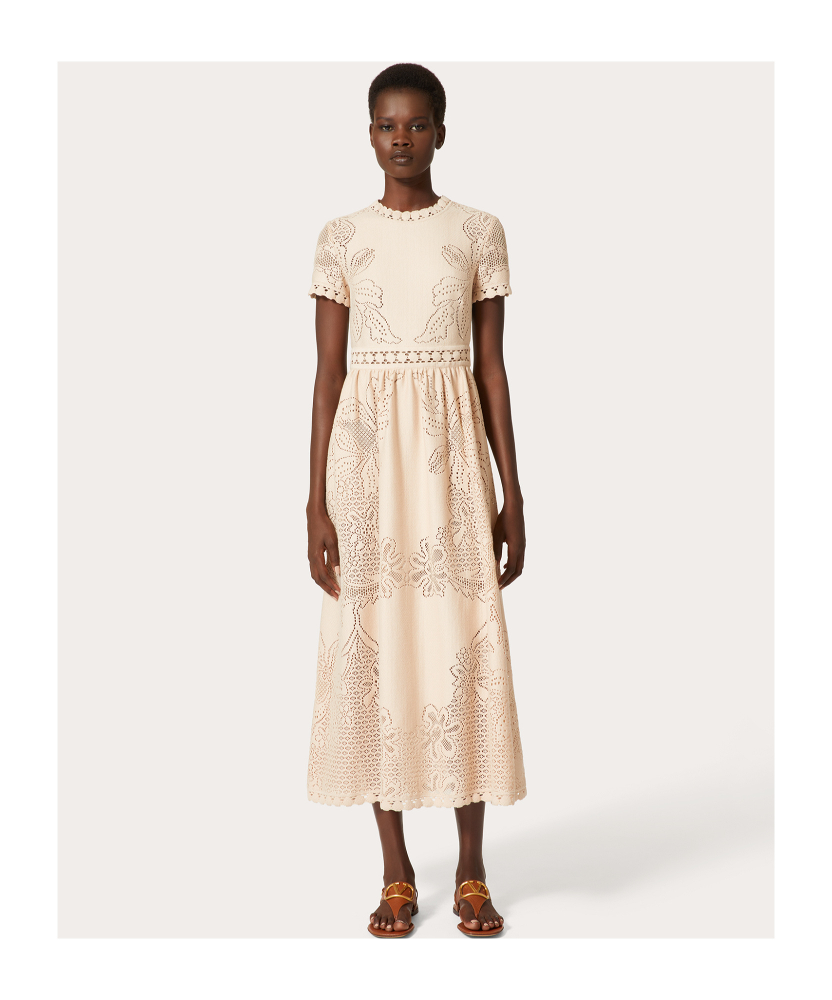 Valentino Guipure-lace Maxi Dresss In Nude