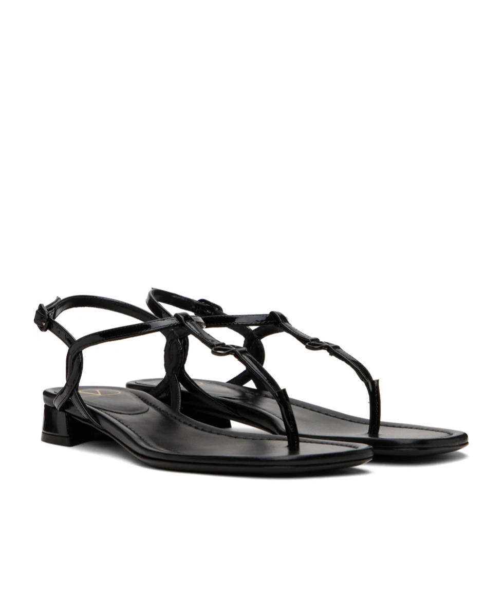 Valentino Garavani Black Vlogo Signature Sandals