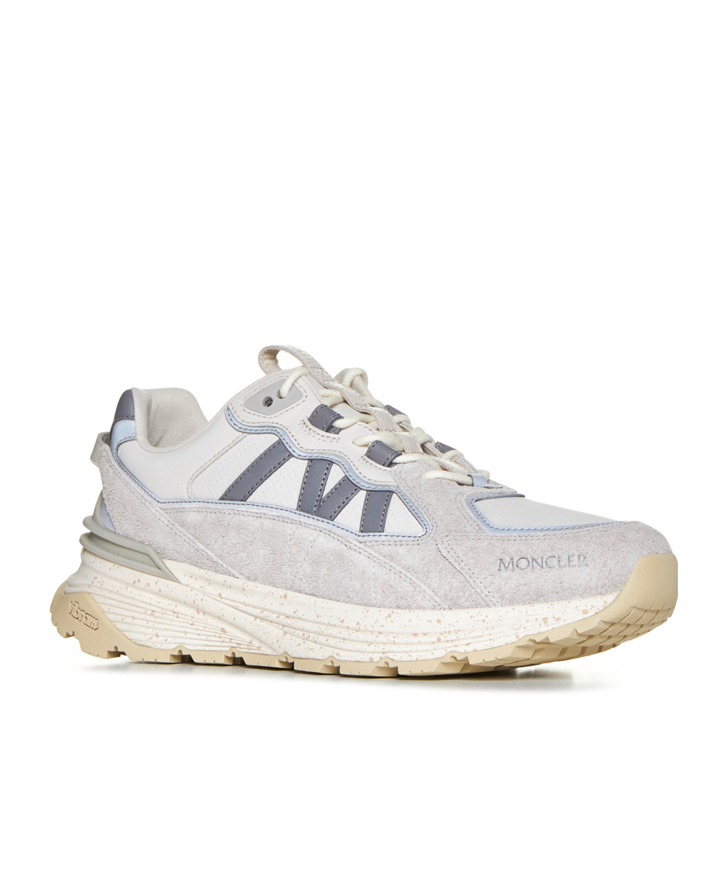 Moncler Panelled Lace-up Sneakers In White
