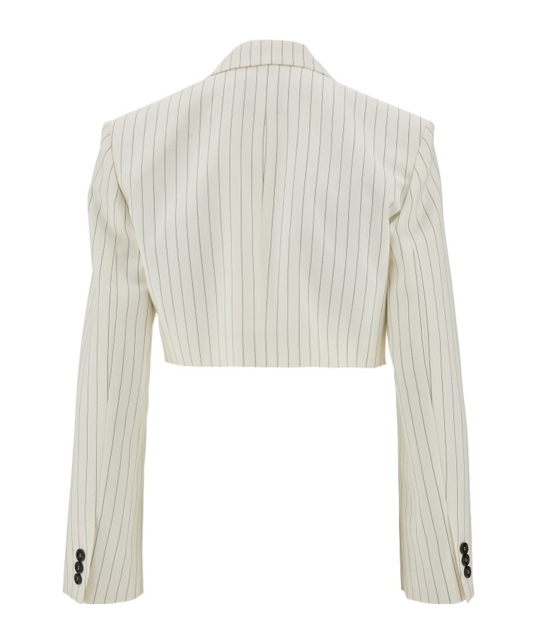 Msgm Pinstripe-pattern Cropped Blazer In White