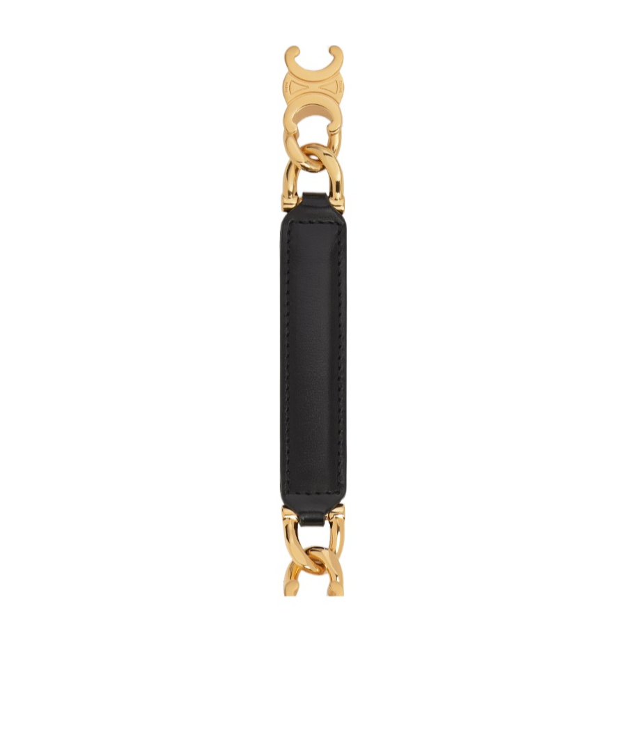 Celine Small Gourmette Triomphe Taurillon Adjustable Belt In Black