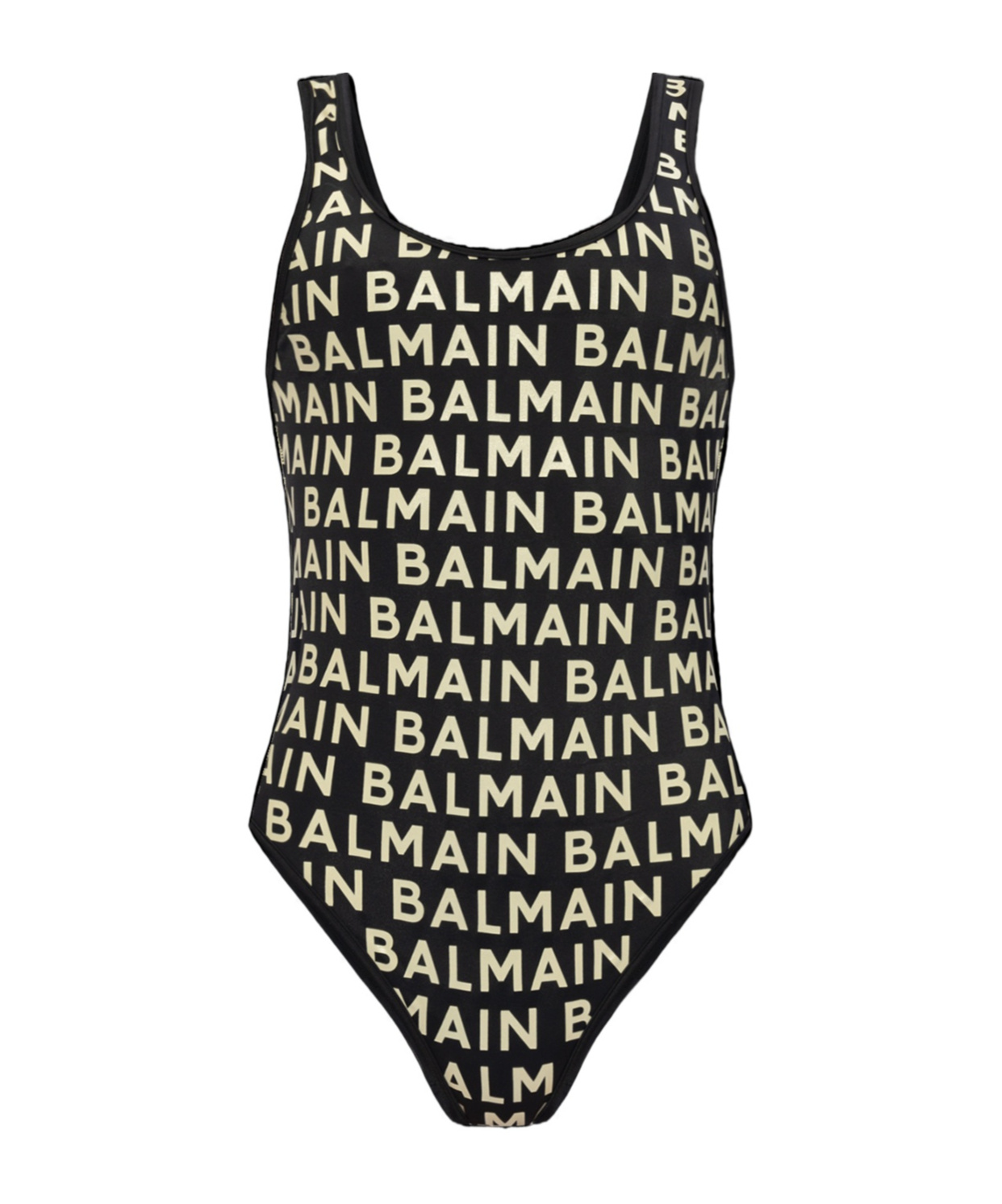 BALMAIN LOGO-PRINT SWIMSUIT