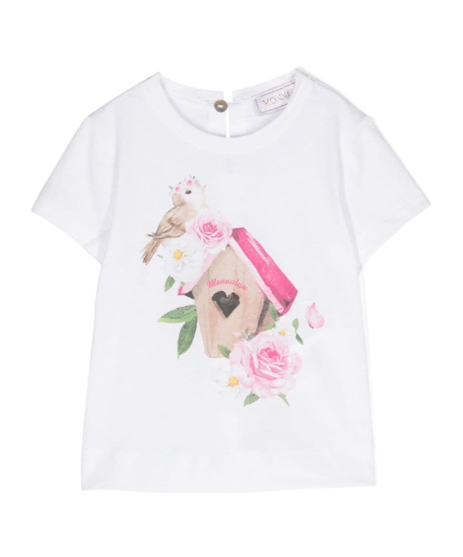 Monnalisa Graphic-print Cotton T-shirt In White