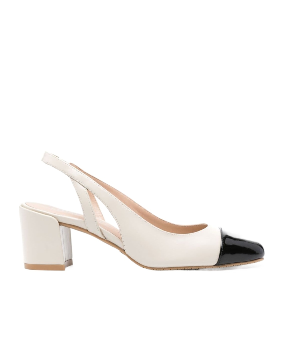 Stuart Weitzman Sleek 50 Calf Leather Slingback Pumps In White