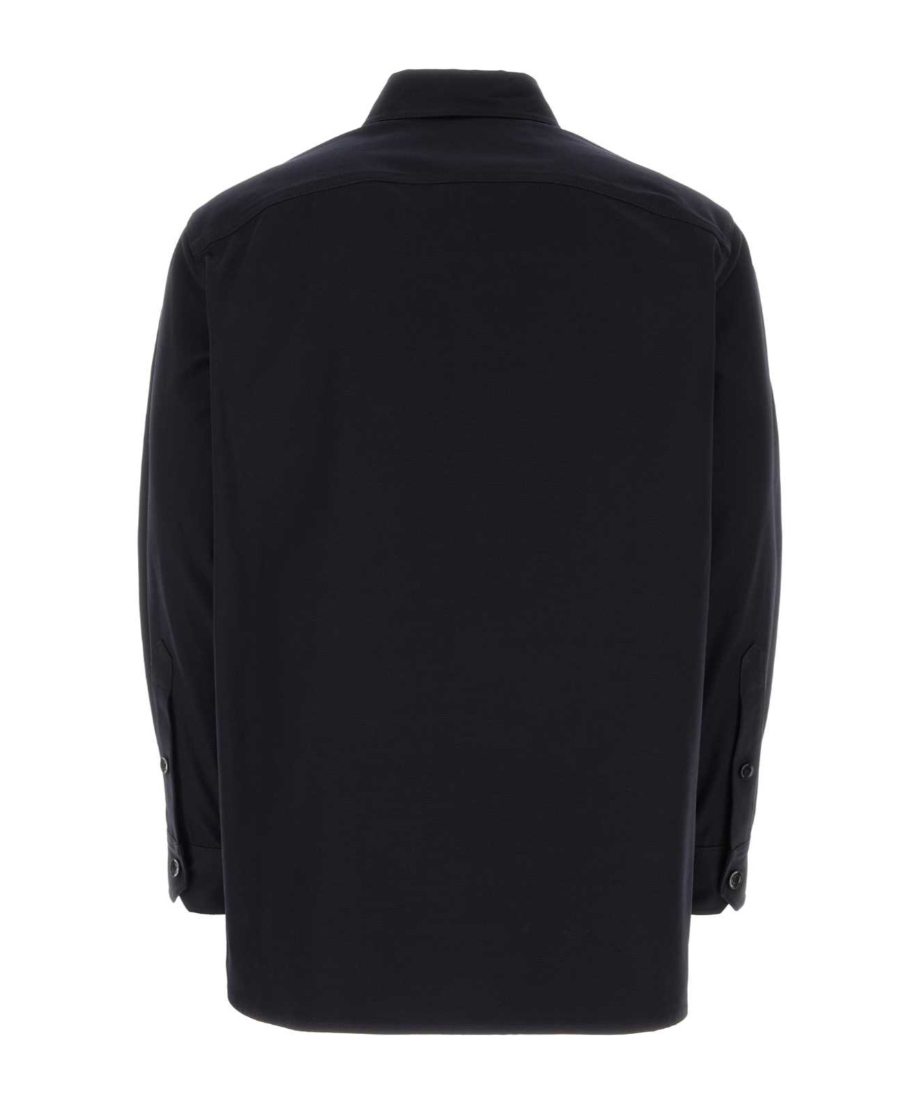 Valentino Rear Yoke Wool Blend Shirt In Black