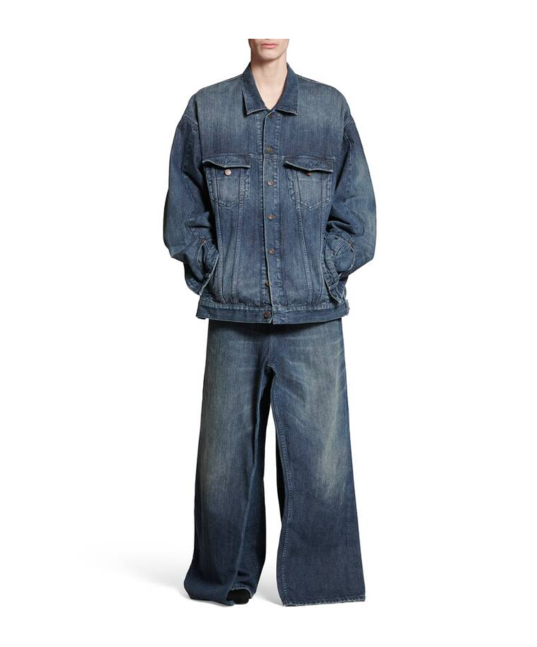 Balenciaga Jeansjacke Im Deconstructed-look In Blue