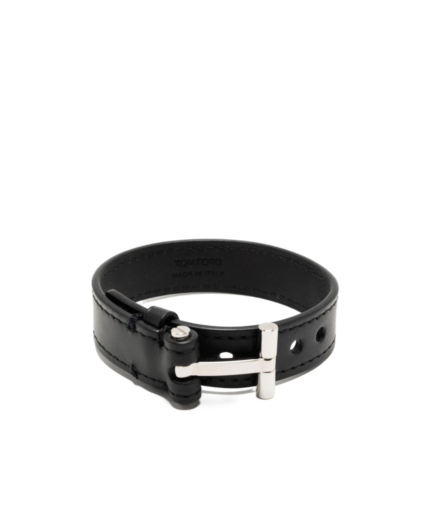 Tom Ford T-hinge Leather Bracelet In Black