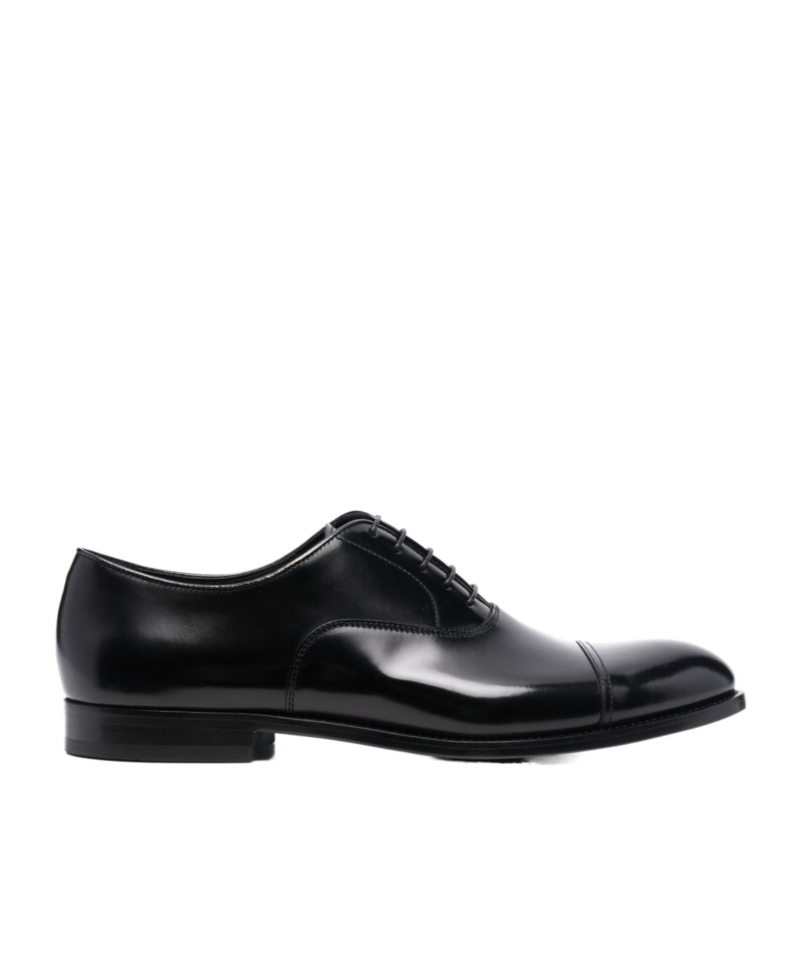 Doucal's High-shine Black Oxford Shoes With Lace-up Fastening In Black