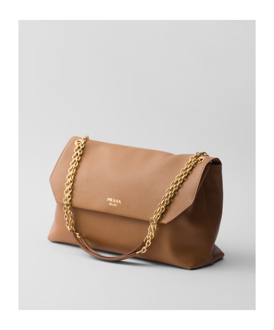Prada Medium Leather Shoulder Bag In Brown