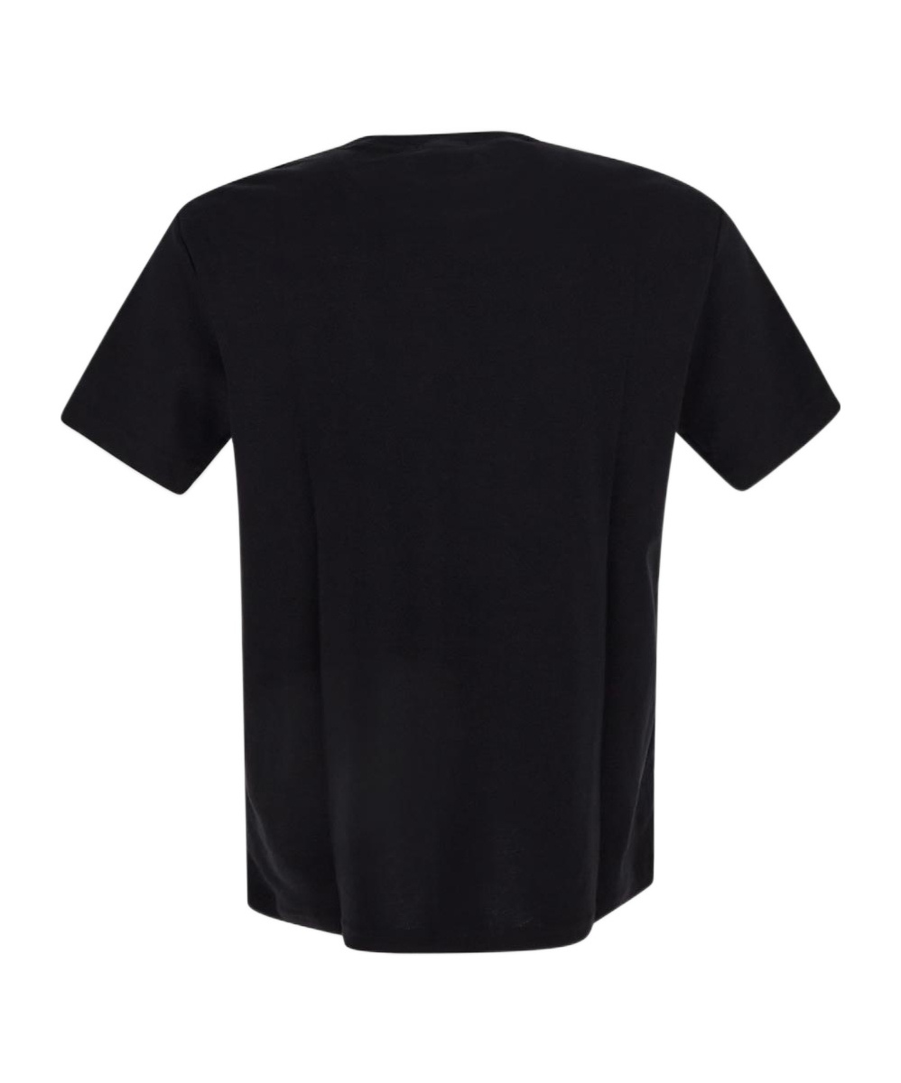 Apc Flocked-logo Cotton T-shirt In Black