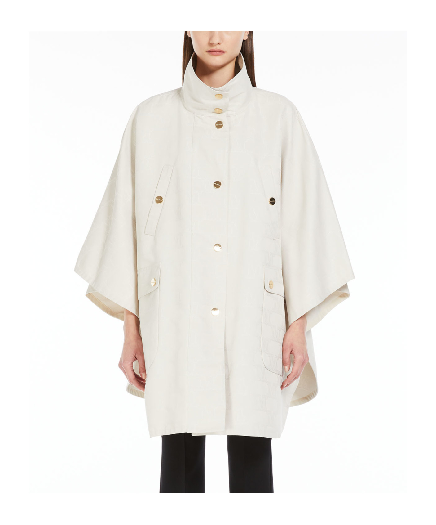 Max Mara Short Jacquard Cloak In Nude