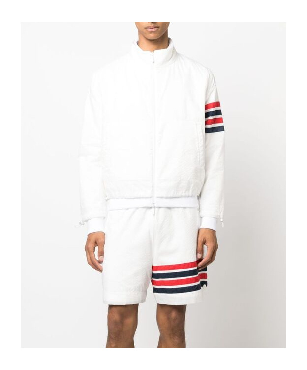 Shop Thom Browne 4-bar Stripe Ripstop Jacket In White