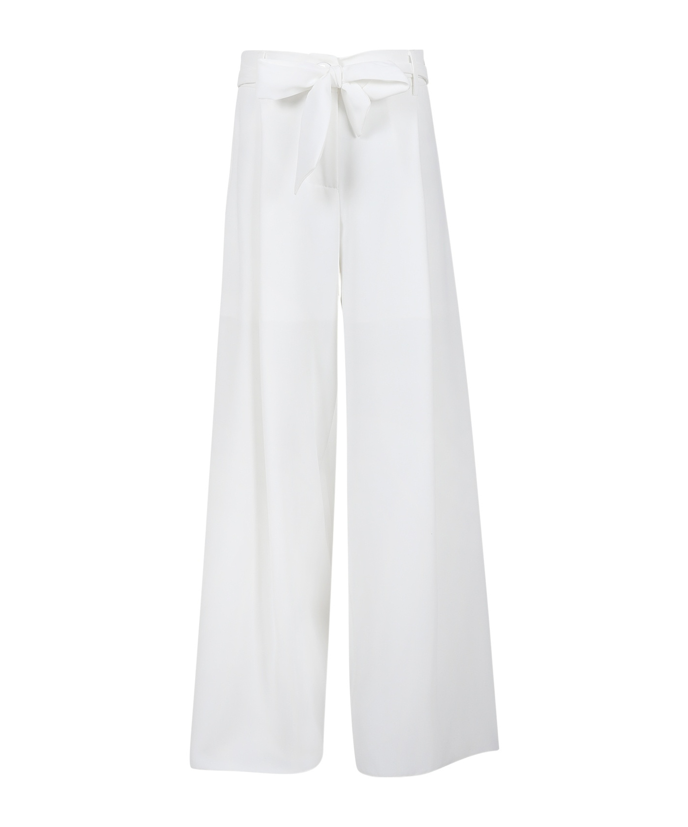 Monnalisa White Trousers For Girl With Bow Belt In White