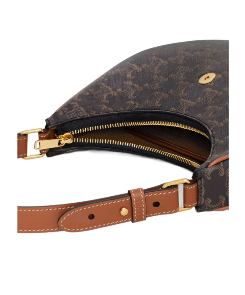 Celine Ava Triomphe Zipper Shoulder Bag In Black