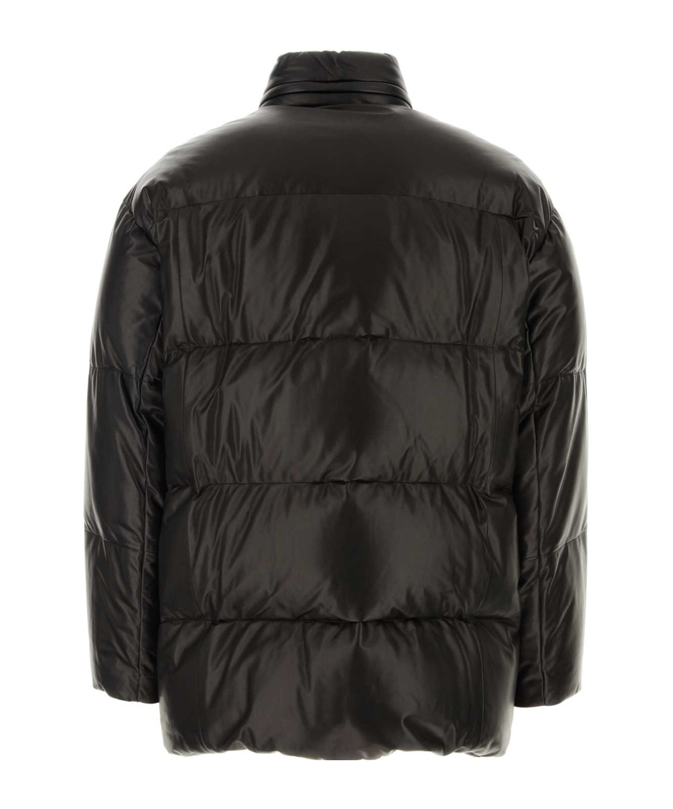 Prada Nappa Leather Puffer Jacket In Black