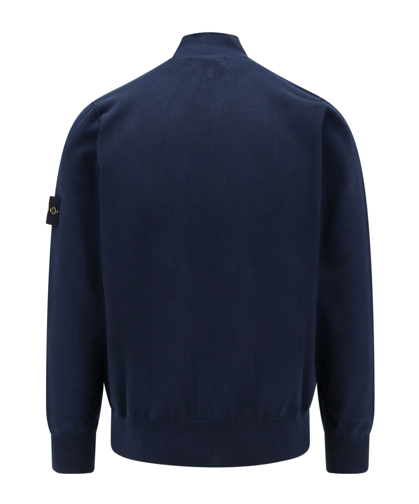Stone Island Compass-badge Zip-up Sweatshirt In Blue