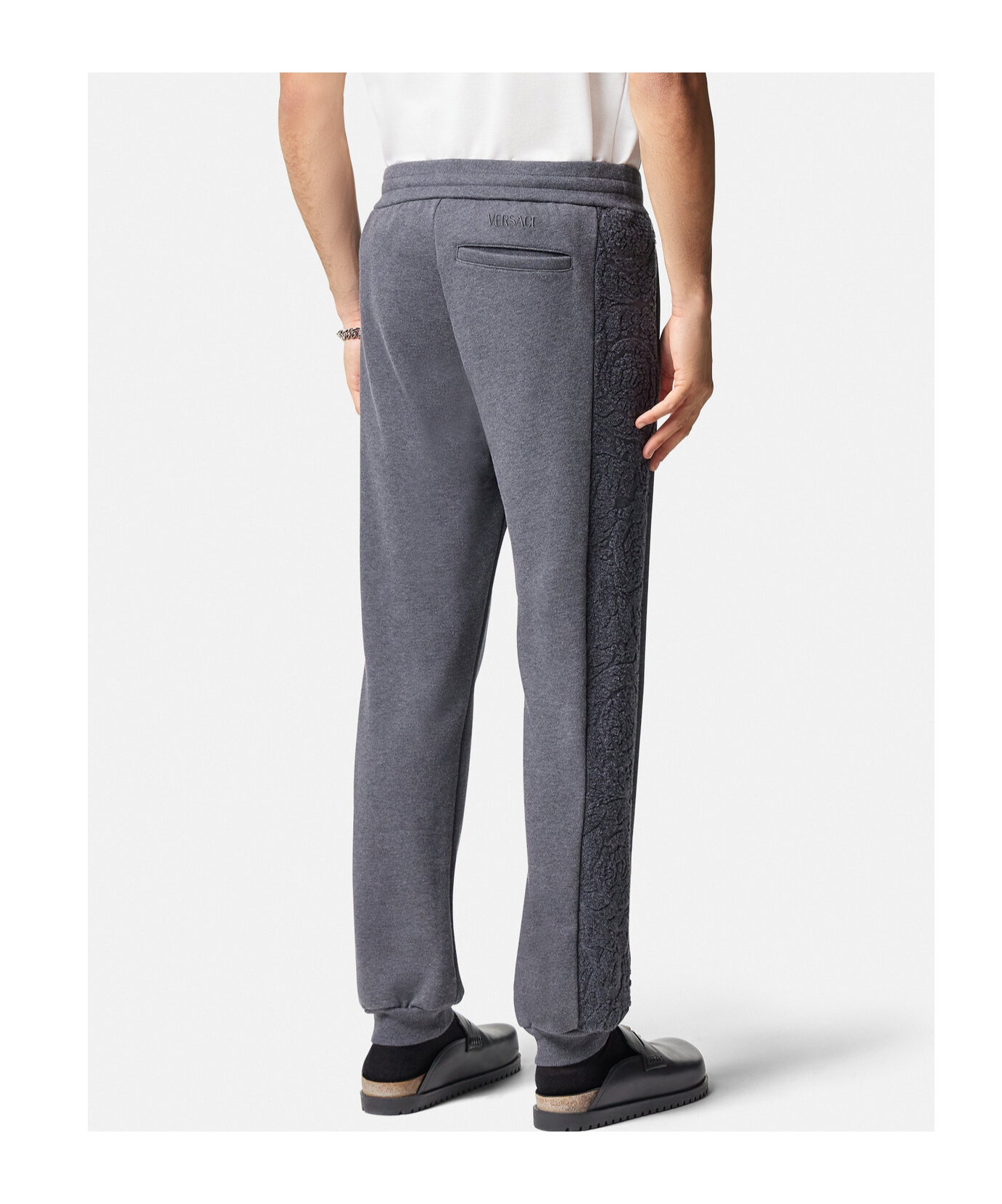 Versace Barocco-motif Tapered Track Pants In Gray