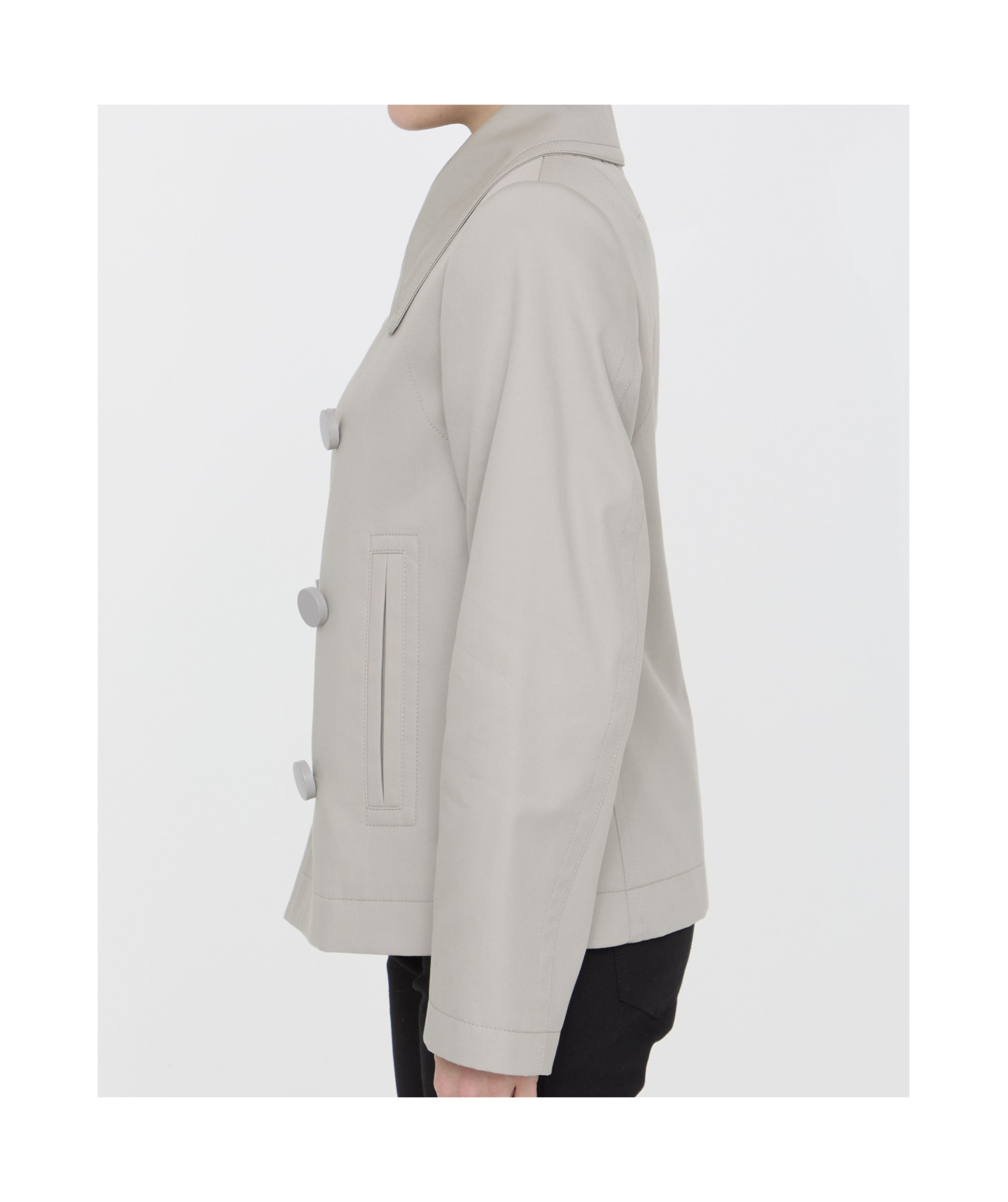 Bottega Veneta Peacoat Double-breasted Wide Collar Jacket In Gray