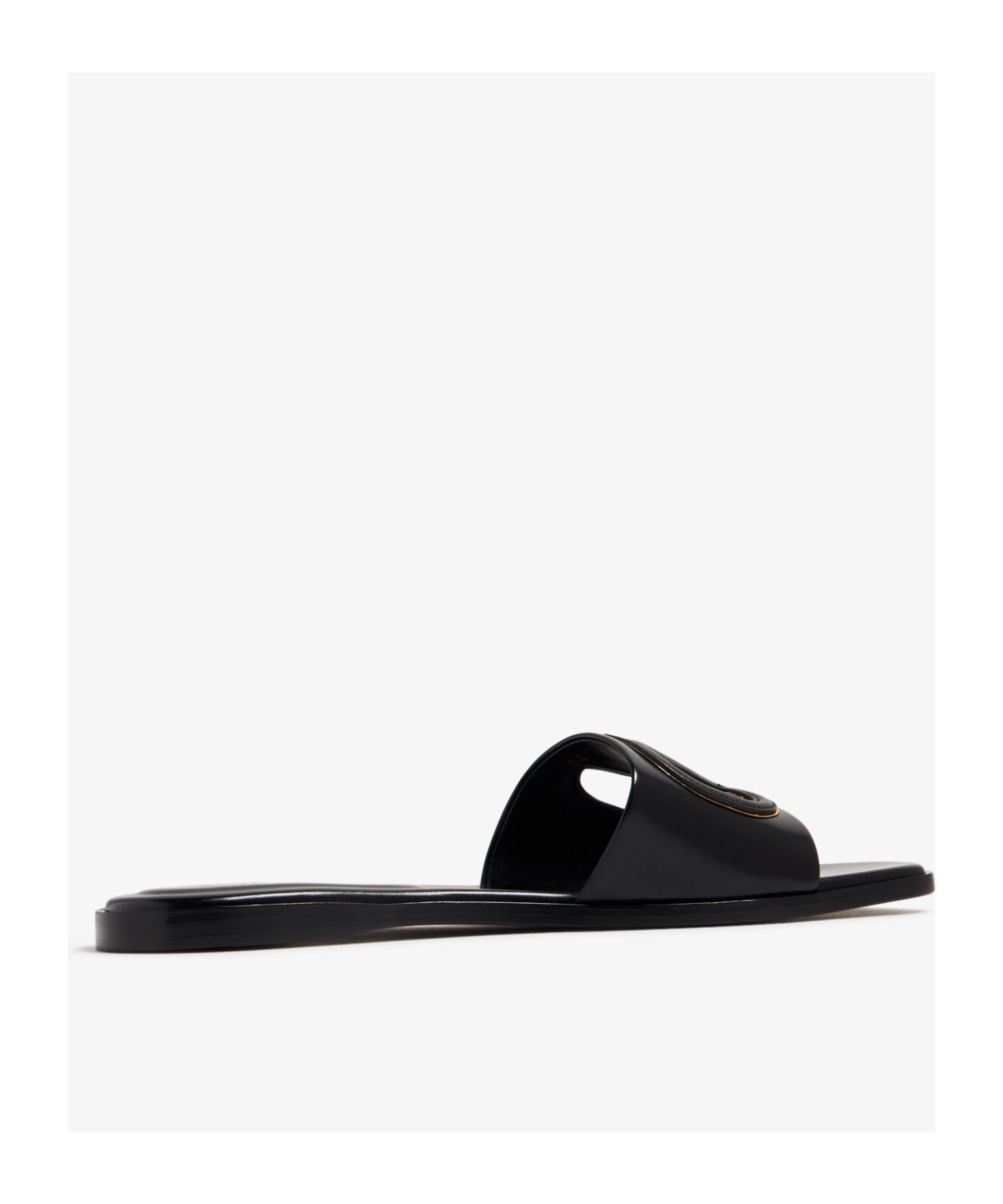 Valentino Black Vlogo Cut-out Calfskin Slide Sandals In Black