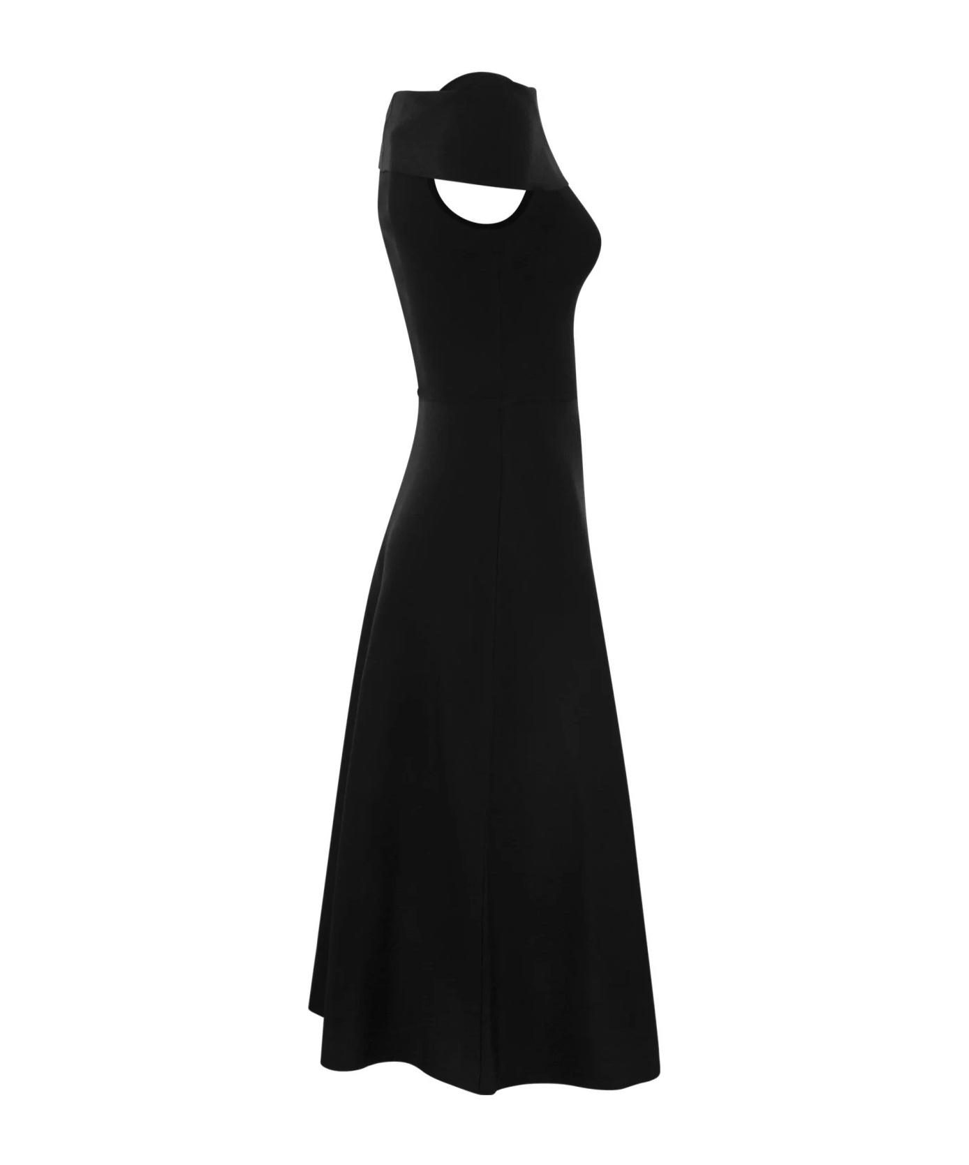 Fabiana Filippi Maxi Black Dress With Flared Skirt In Viscose Blend Woman In Black
