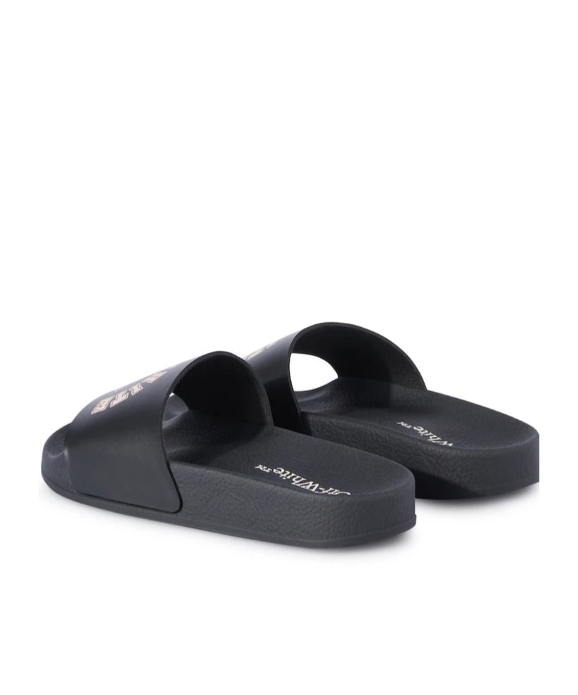Off-white Logo-print Pool Slides In Black