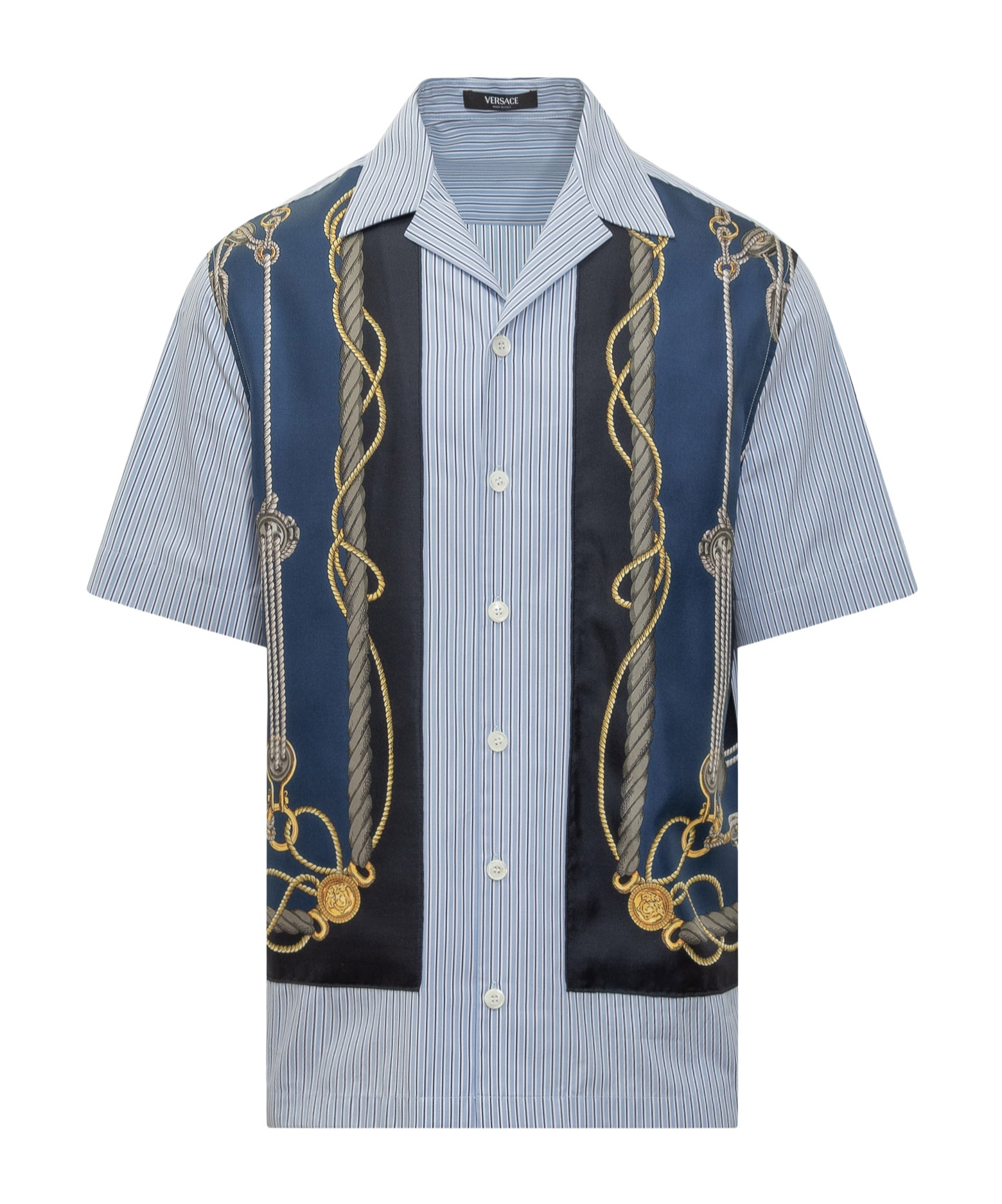 Versace Nautical-print Striped Shirt In Multicolor