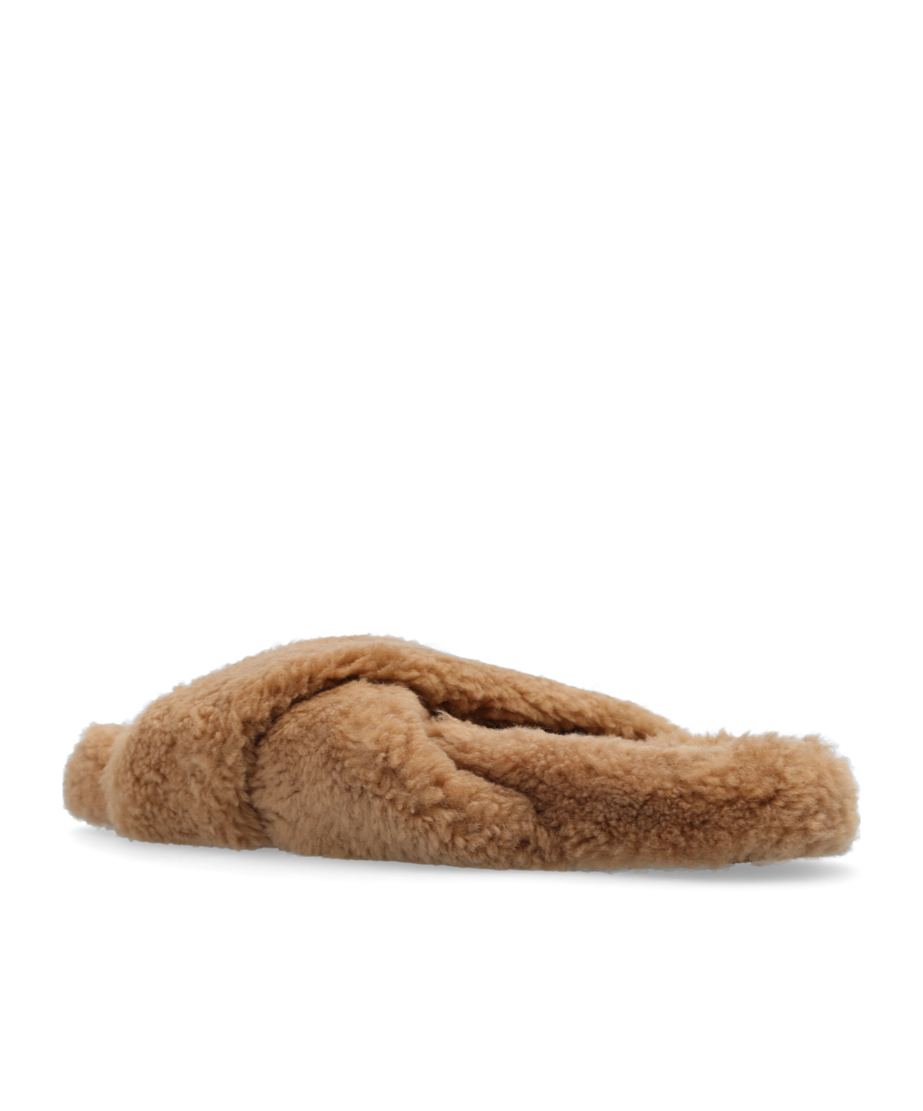 Yves Salomon Crossover-strap Faux-shearling Slippers In Brown