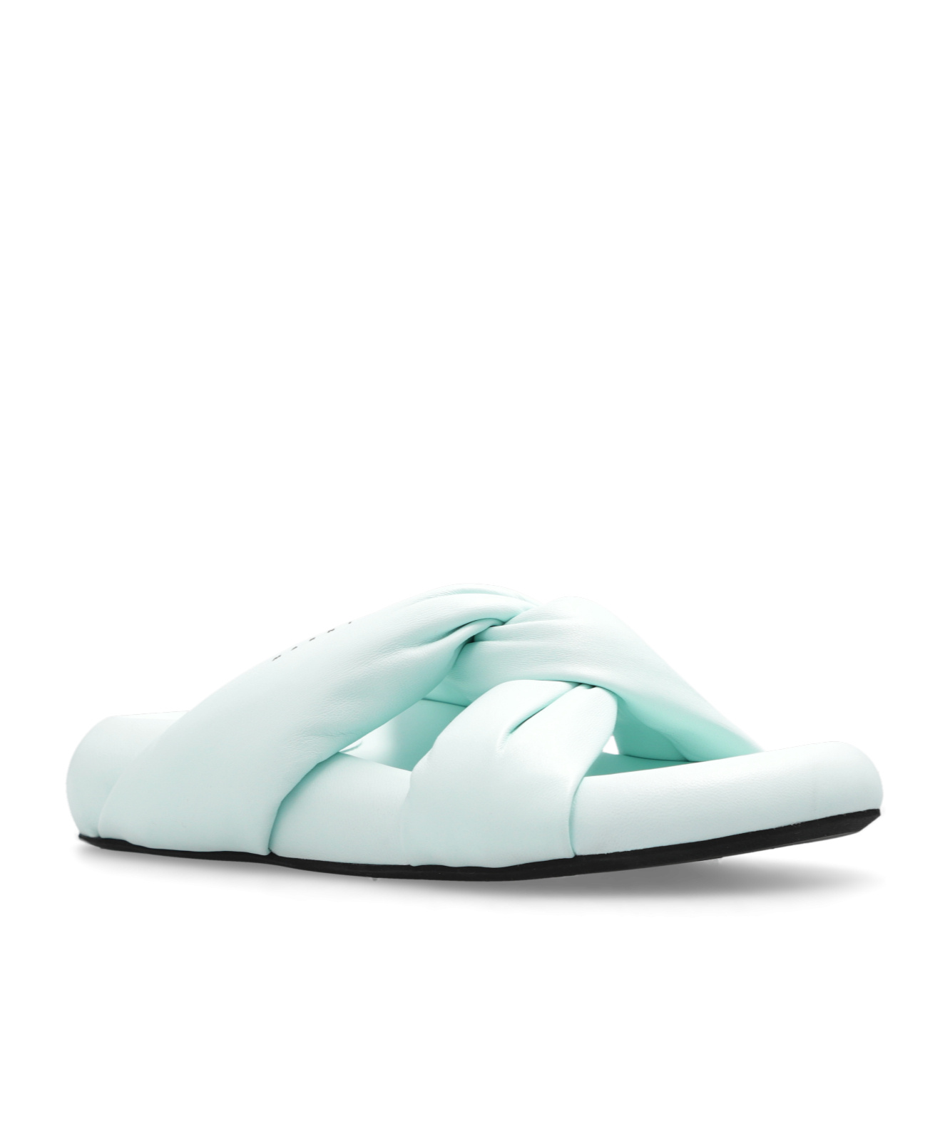 Marni Bubble Twist-detail Leather Slides In Green